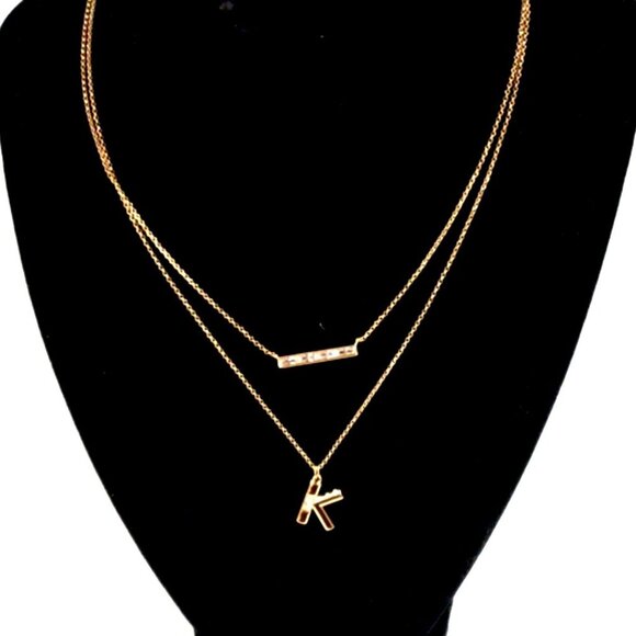Elegant Gold-Tone Layered Initial Necklace, Stylish Personalized Women's Jewelry - Picture 3 of 8